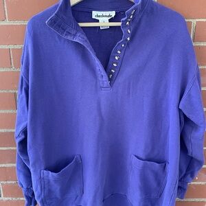 Vintage Checkmate Purple Cotton Pullover